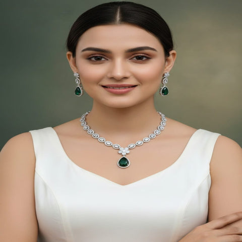 Loywisfashionjewellery Elegant American Diamond Necklace Set for Women