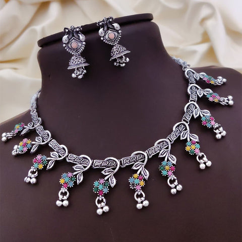 loywis fashion Navratri Special Oxidised Silver Choker Set