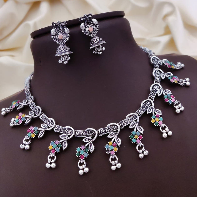 loywis fashion Navratri Special Oxidised Silver Choker Set