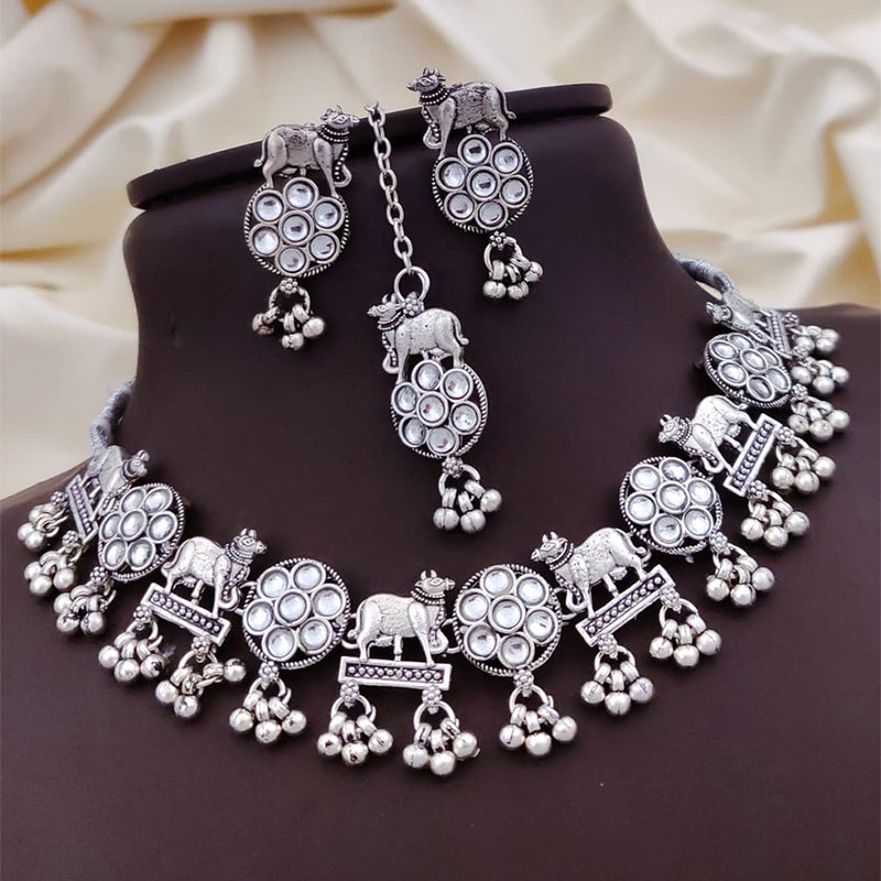 loywisfashion Ethnic Oxidised Silver Choker Jewellery Set