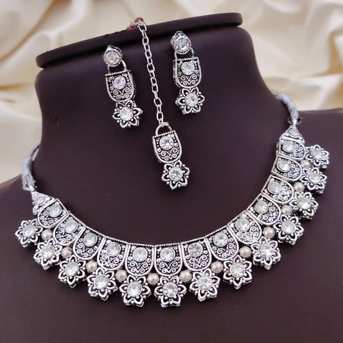 loywisfashion Premium Oxidised Silver Choker Necklace Set
