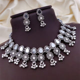 loywisfashion Designer Antique Oxidised Silver Choker Set