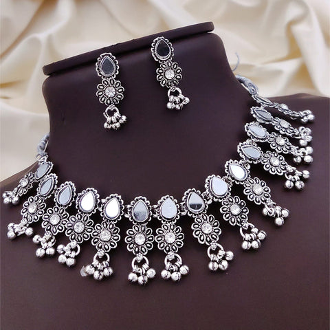 loywisfashion Designer Antique Oxidised Silver Choker Set