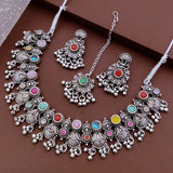 loywisfashion Ethnic Oxidised Silver Jewellery Necklace