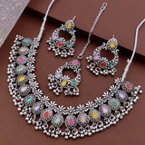loywisfashion Ethnic Oxidised Silver Jewellery Necklace