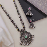 loywisfashion Traditional Long Oxidised Silver Set