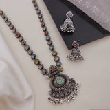 loywisfashion Traditional Long Oxidised Silver Set