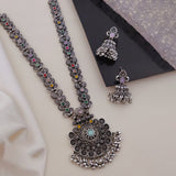 loywisfashion Traditional Long Oxidised Silver Set