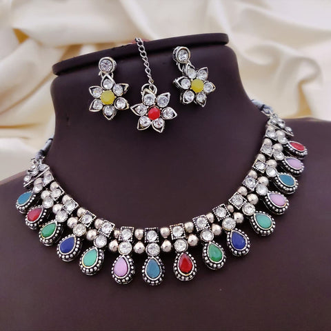 loywisfashion Designer Oxidised Silver Choker Set