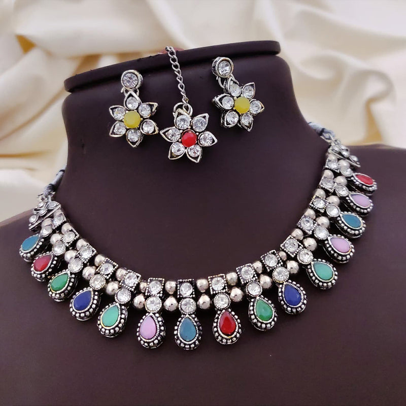 loywisfashion Designer Oxidised Silver Choker Set