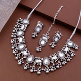 loywisfashion Navratri Special Oxidised Silver Choker Set