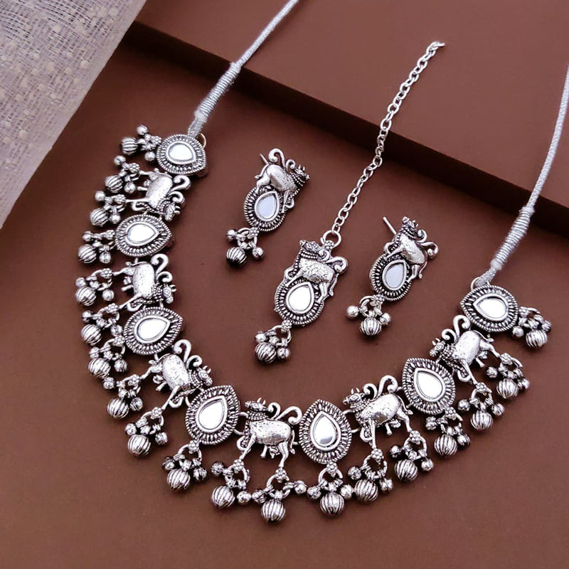 loywisfashion Navratri Special Oxidised Silver Choker Set