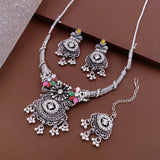 loywisfashion Antique Oxidised Silver Choker Set