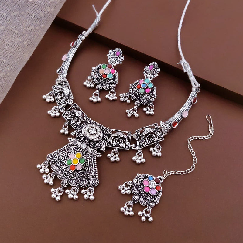 loywisfashion Antique Oxidised Silver Choker Set