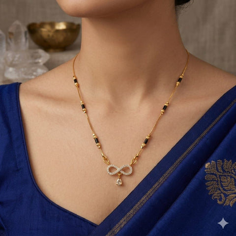 Loywisfashionjewellery Classic Daily Wear Mangalsutra with Gold Finish Pendant