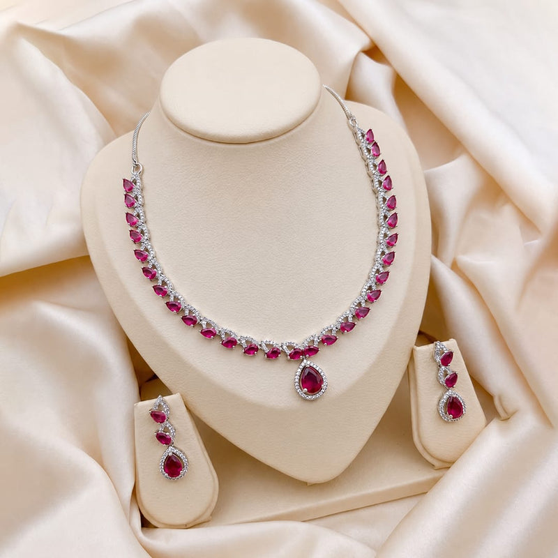 loywisfashion Bridal Red AD Diamond Set