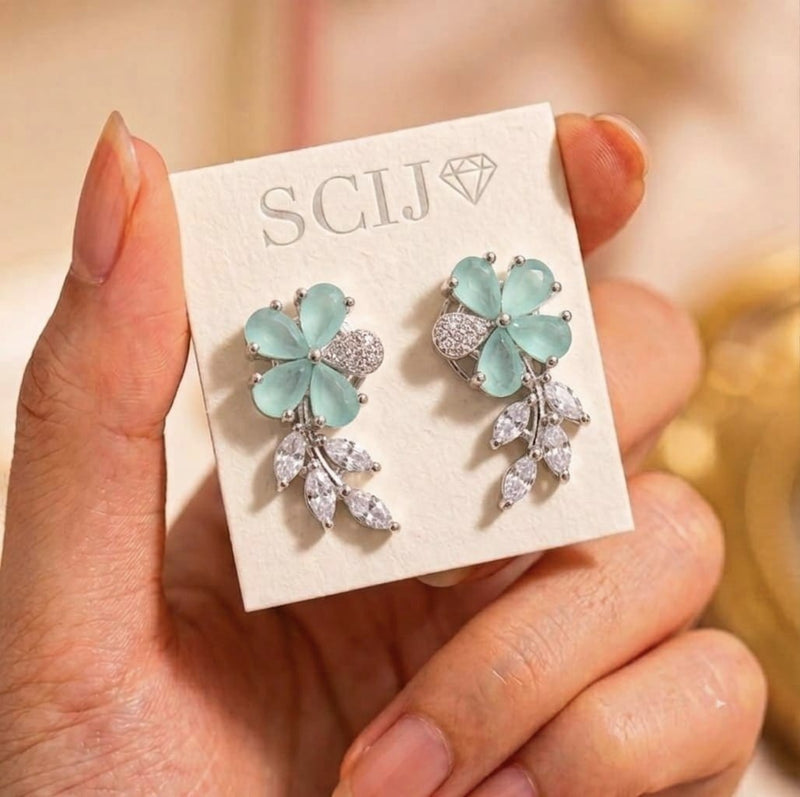 loywisfashion Designer Floral Diamond Earrings
