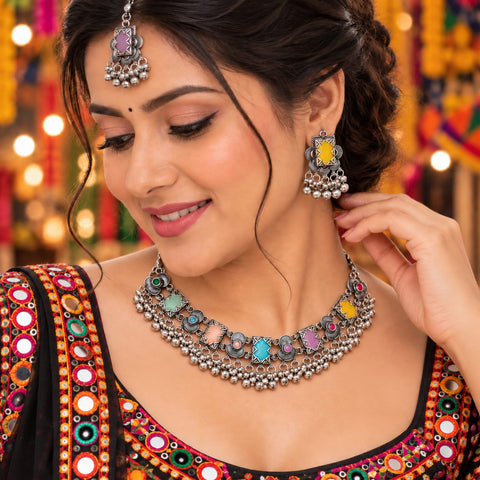 loywisfashion Beautiful Oxidised Jewellery Set