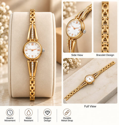 loywisfashion Classic Golden Wrist Watch