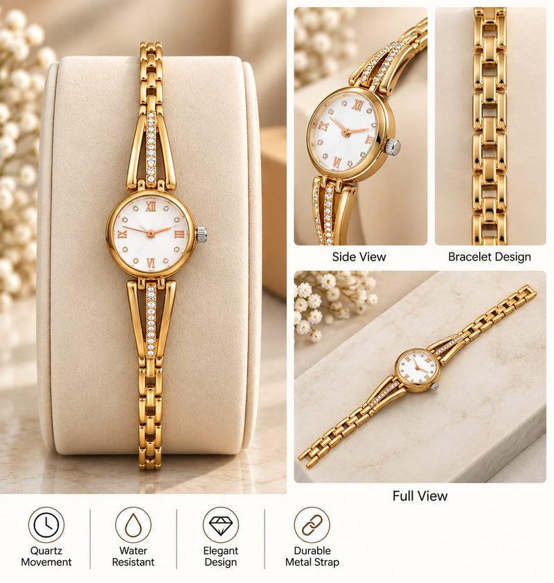 loywisfashion Classic Golden Wrist Watch