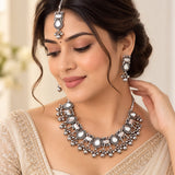loywisfashion Navratri Special Oxidised Silver Choker Set