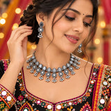 loywisfashion Designer Antique Oxidised Silver Choker Set