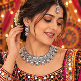 loywisfashion Premium Oxidised Silver Choker Necklace Set