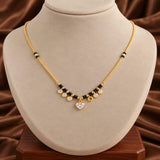 loywisfashion Beautiful Heart Pendant Black Beads Mangalsutra