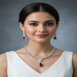 Loywisfashionjewellery Elegant American Diamond Necklace Set for Women