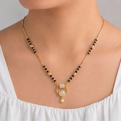 loywisfashion Fancy Round Black Beads Mangalsutra