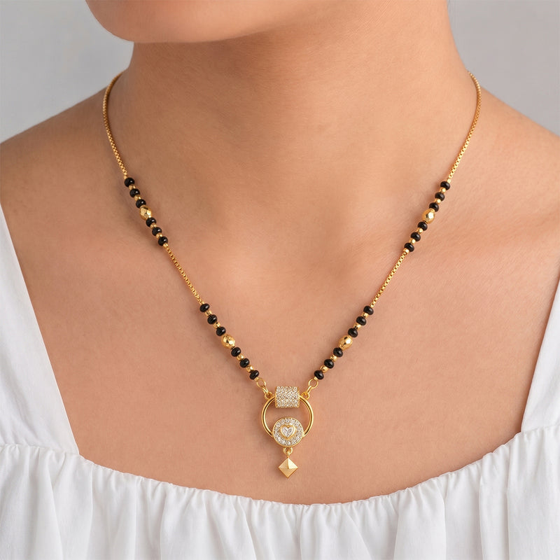 loywisfashion Fancy Round Black Beads Mangalsutra
