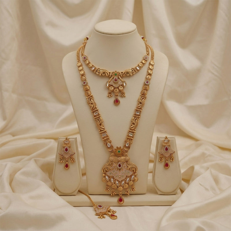 loywisfashion Designer Rajwadi Long Necklace & Earrings Set