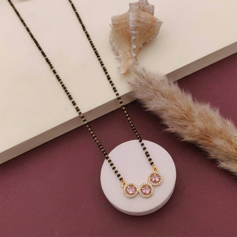 loywisfashion Beautiful Pink Diamond Stone Mangalsutra