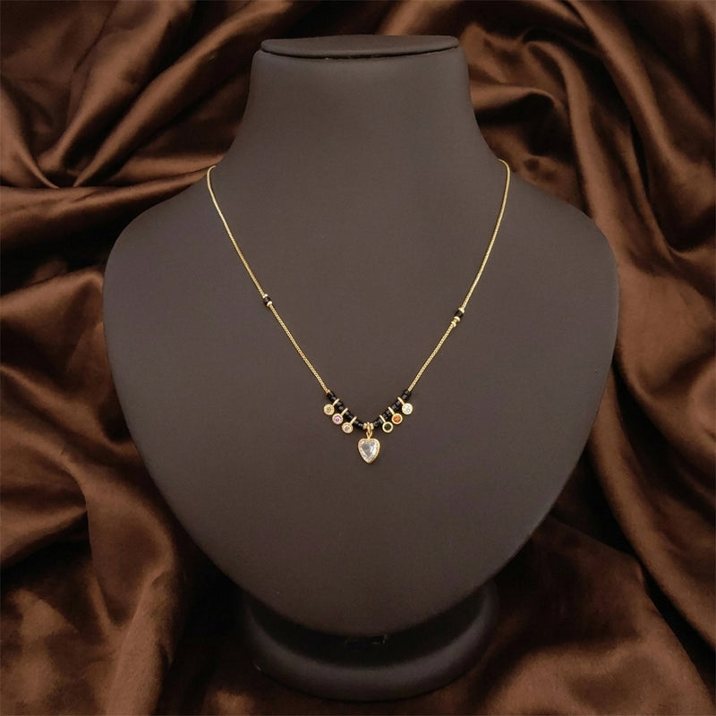 loywisfashion Beautiful Heart Pendant Black Beads Mangalsutra