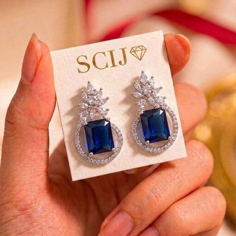 loywisfashion Stylish Blue Diamond Earrings