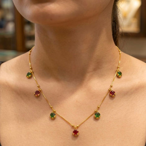 loywisfashion Designer Red & Green Tanmaniya Necklace